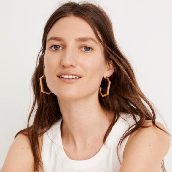 Madewell Jewelry - Madewell angular Hoop Earrings in Vintage Gold